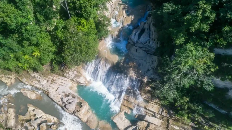 Aerial view of Tanggedu waterfall canyon, East Sumba