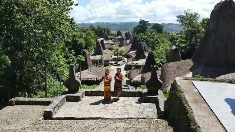 Travellers at the Prai Ijing village viewpoint, West Sumba