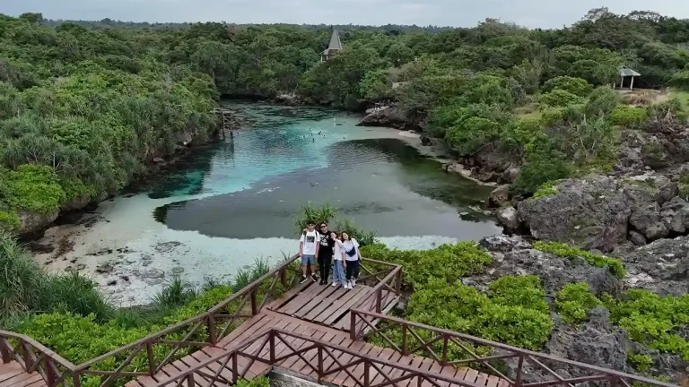 Visitors on the boardwalk at Weekuri Lagoon, Southwest Sumba